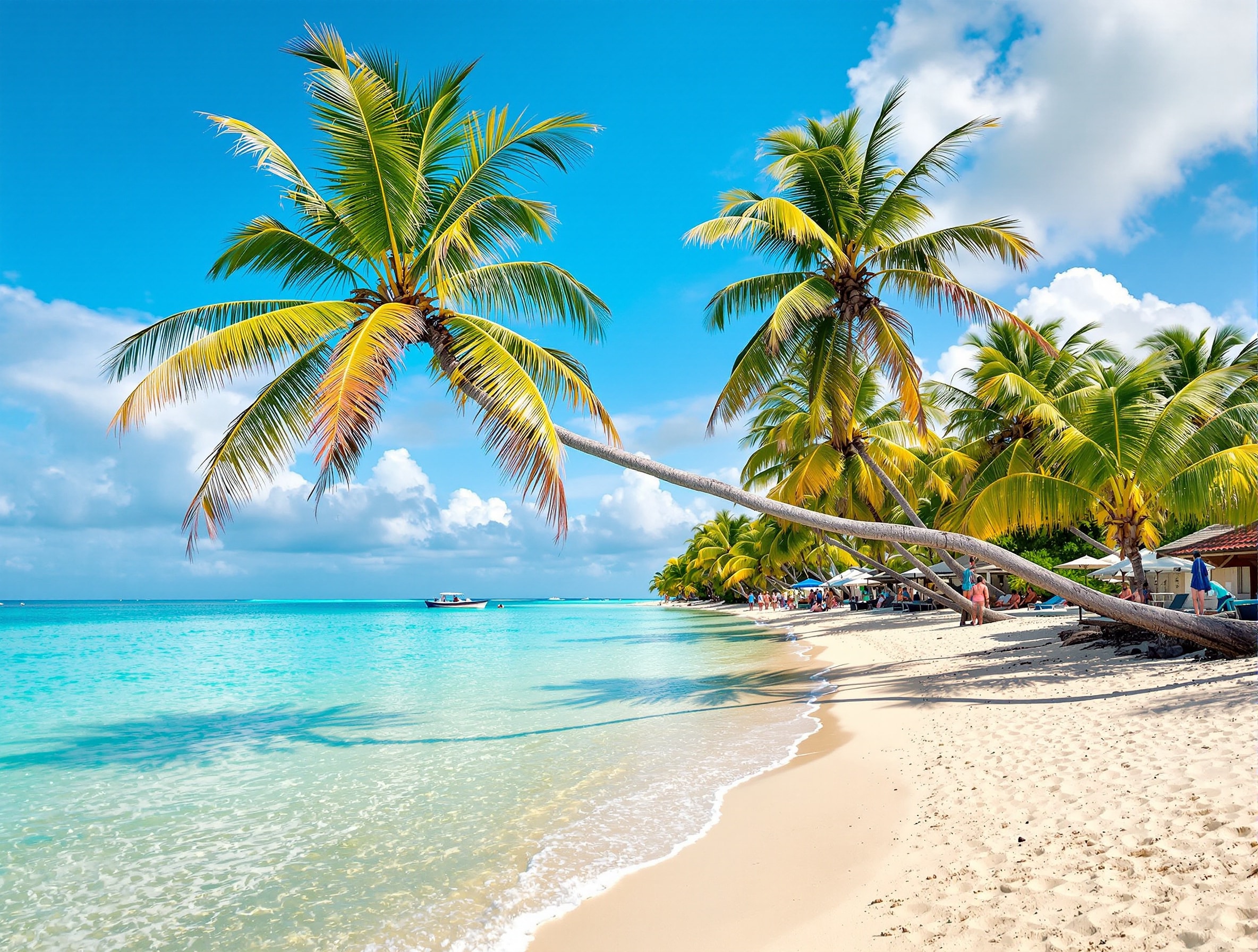 A palm-fringed white-sand beach on San Andrés
